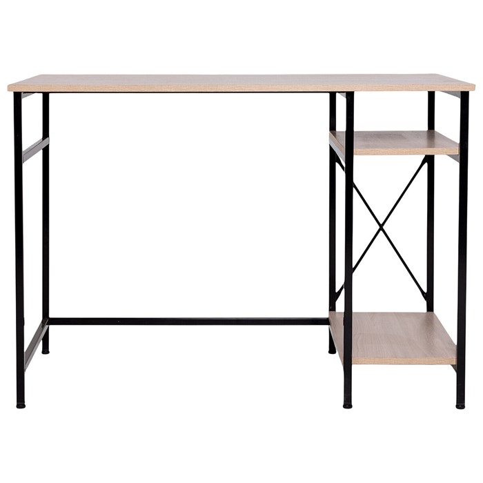 Стол BRABIX "SMART CD-018", 1100х600х765 мм, ЛОФТ, 2 полки, металл/ЛДСП ясень шимо светлый, каркас черный, 641945 641945