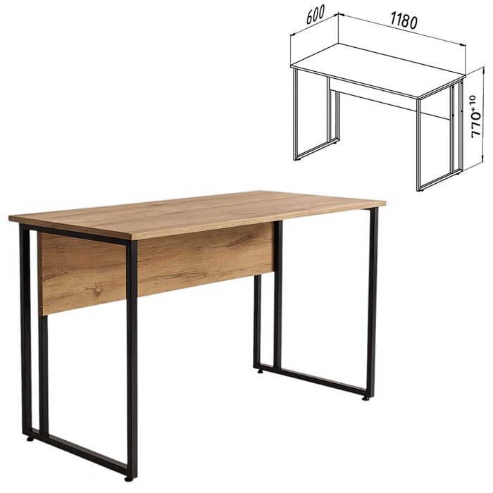 Стол BRABIX "SMART CD-019", 1180х600х770 мм, ЛОФТ, металл/ЛДСП бунратти, каркас черный, 641948 641948