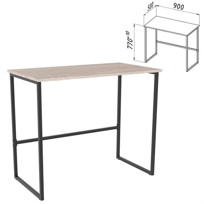 Стол BRABIX "SMART CD-020", 900х500х770 мм, ЛОФТ, металл/ЛДСП ясень шимо светлый, каркас черный, 641949 641949
