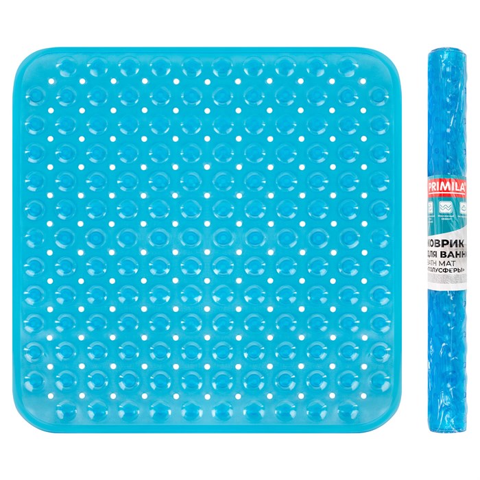 Коврик для ванны/душевой противоскользящий 54х54 см, "Полусферы", прозрачный, ПВХ, PRIMILA (ПРИМИЛА), 700369 700369