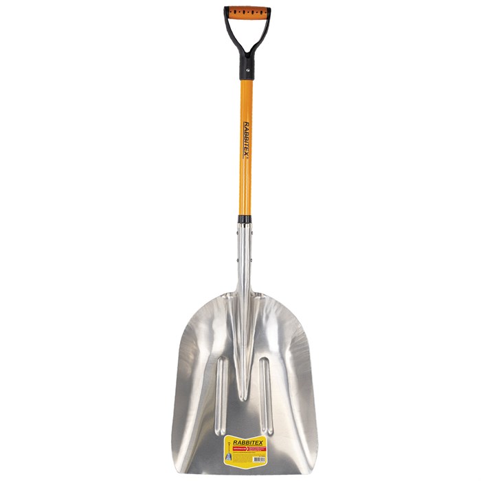 Лопата алюминиевая для снега 37х48 см, ОБЩАЯ ДЛИНА 120 см, черенок стекловолокно, V-ручка, RABBITEX (РАББИТЕКС) "FIBERGLASS", 700486 700486