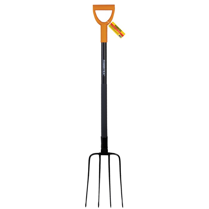 Вилы садовые стальные 22х30 см, ОБЩАЯ ДЛИНА 120 см, черенок сталь, V-ручка, RABBITEX (РАББИТЕКС) "STRONG METAL", 700490 700490