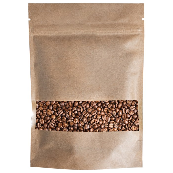 Пакет Дой-Пак с замком ZIP LOCK, крафт с окном 60 мм, 180 х 260 + 40 мм, 100 штук 150 мкм, BRAUBERG, 700693 700693