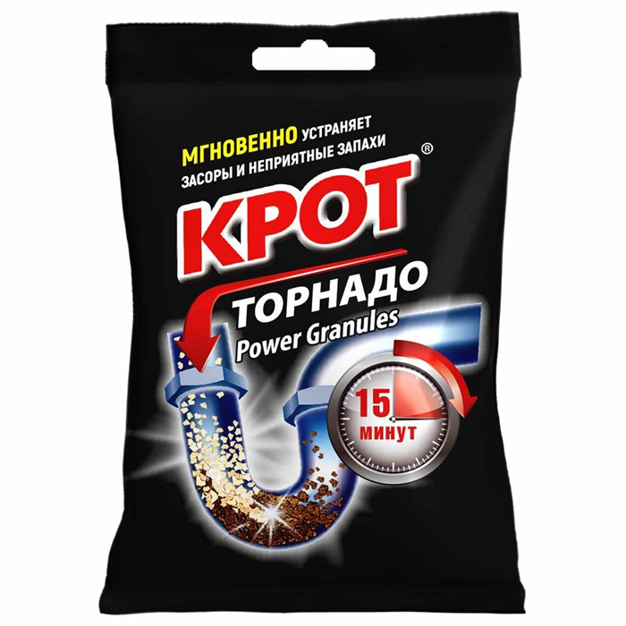 Средство для прочистки канализационных труб в гранулах 90 г, КРОТ "Торнадо", 4000014 701100
