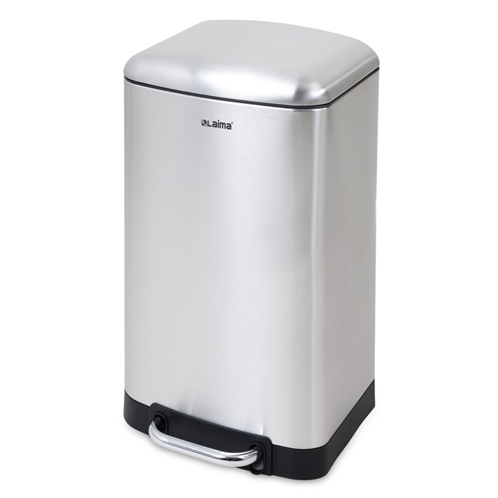 Ведро мусорное с педалью 20 л, крышка с доводчиком, стальное, БЕЗ ОТПЕЧАТКОВ, LAIMA ULTRA, 701570 701570