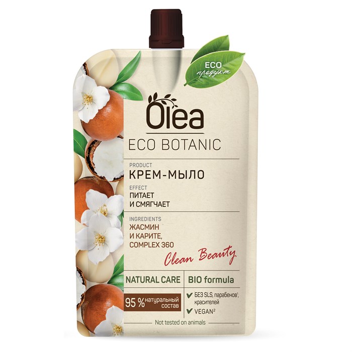 Мыло-крем 450 мл, OLEA Eco Botanic "Жасмин и карите", дой-пак, 12501 702058