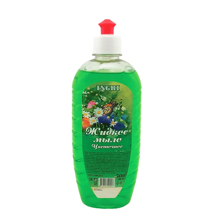 Мыло жидкое 500 мл, INGRI "ЦВЕТОЧНОЕ", пуш-пул, МИНПРОМТОРГ 702421