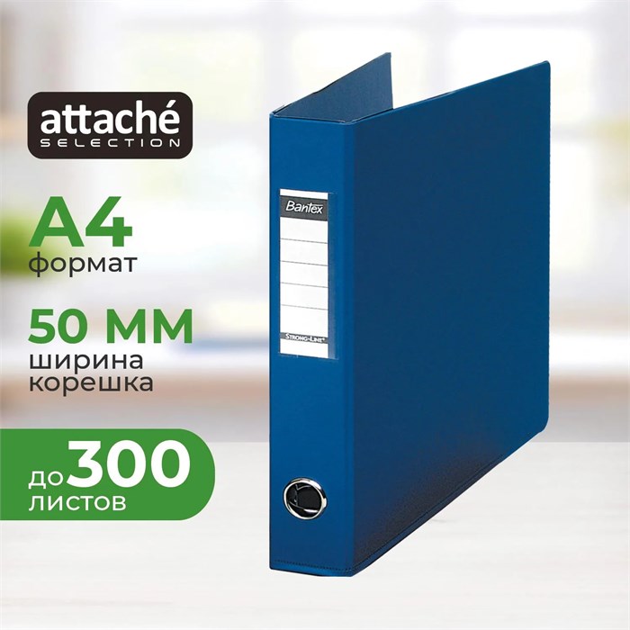 Папка на 4-х кольцах 50мм  синяя Россия 4841