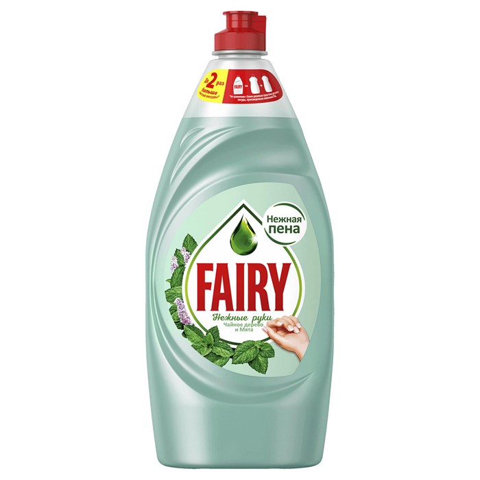 Средство для мытья посуды, 900 мл, FAIRY (Фейри) Нежные руки Чайное дерево и мята 603748