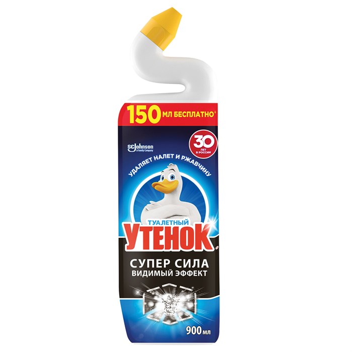 Средство для сантехники/уборки туалета 900 мл, ТУАЛЕТНЫЙ УТЕНОК Супер Сила Видимый Эффект 608011