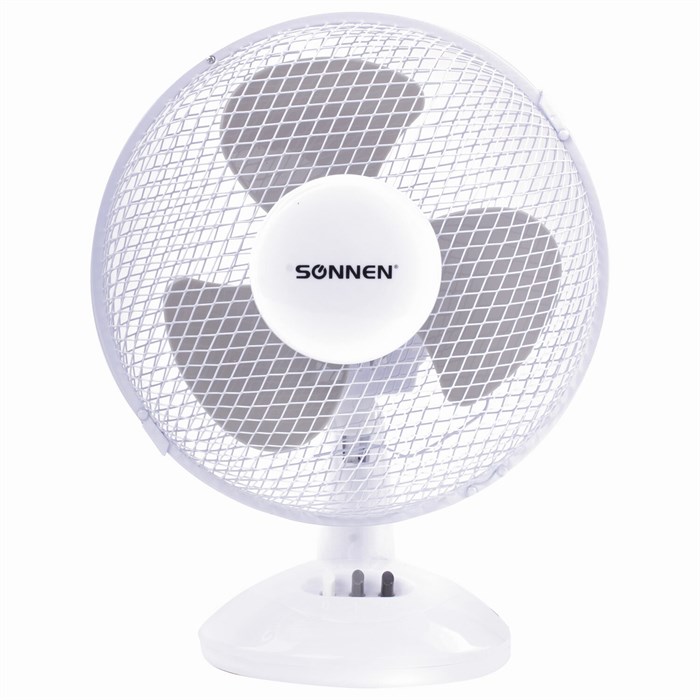 Вентилятор настольный SONNEN FT23-B6, d=23 см, 25 Вт, на подставке, 2 скоростных режима, белый/серый, 451038 451038