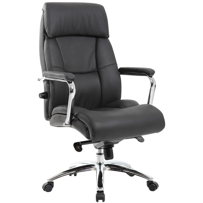 Кресло из натуральной кожи BRABIX PREMIUM Phaeton EX-502, хром, черное, 530882 530882