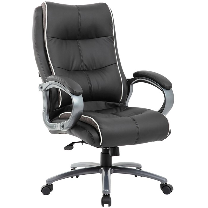 Кресло офисное BRABIX PREMIUM Strong HD-009, НАГРУЗКА до 200 кг, экокожа черная, ткань серая, 531945 531945