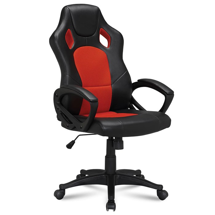 Кресло компьютерное BRABIX Rider EX-544, экокожа черная/ткань красная, 531583 531583