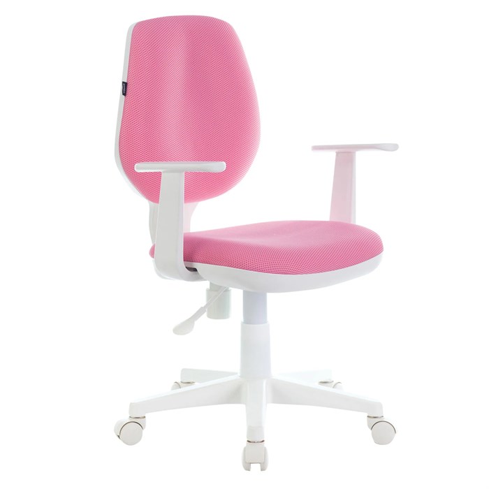 Кресло детское BRABIX Fancy MG-201W, с подлокотниками, пластик белый, розовое, 532409 532409