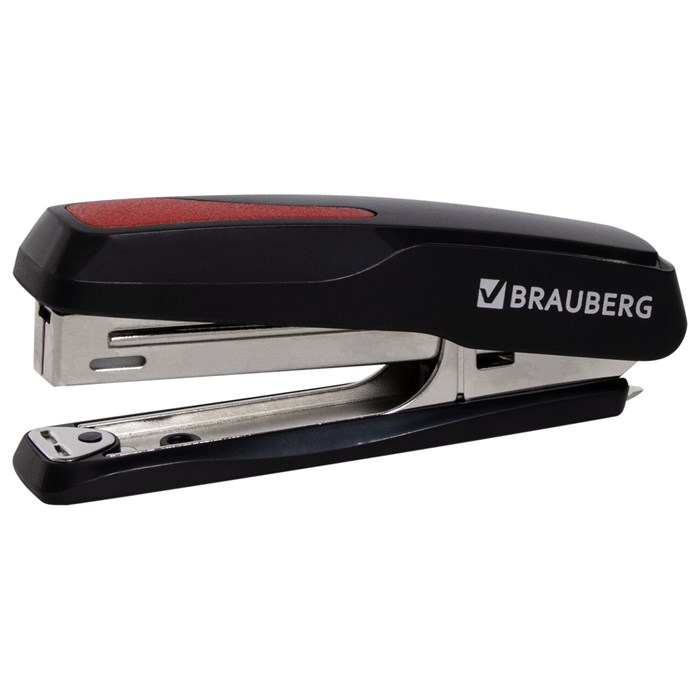 степлeр №10 BRAUBERG Extra, до 20 листов, антистеплeр, черно-красный, 229079 229079