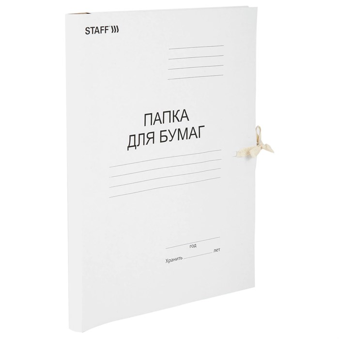 Папкa для бумаг с завязками картонная STAFF, гарантированная плотность 220 г/м2, до 200 л., 126525 126525