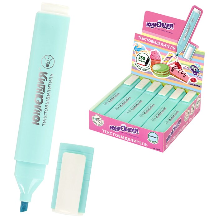 Текстовыделитель ЮНЛАНДИЯ COLORSTAR PASTEL, БИРЮЗОВЫЙ, линия 1-4 мм, 151713 151713