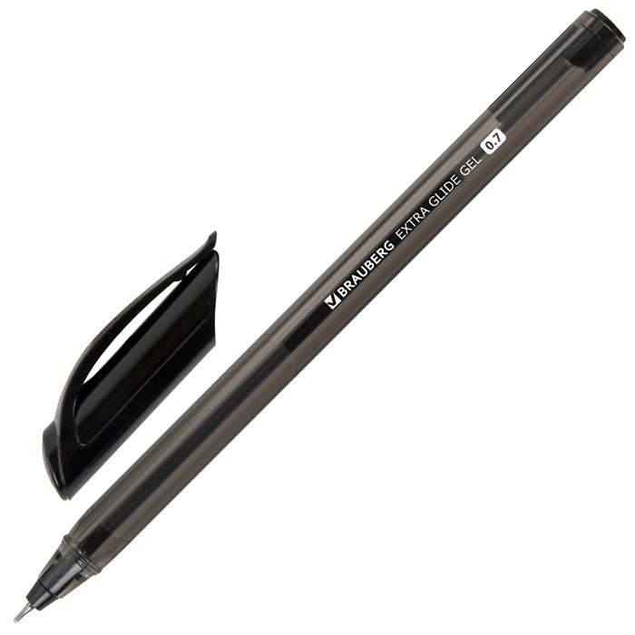 Ручка гелевая BRAUBERG Extra Glide Gel, ЧЕРНАЯ, трехгранная, игольчатый наконечник 0,7 мм, линия 0,5 мм, 144077 144077