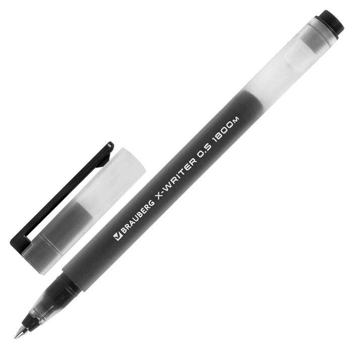 Ручка гелевая BRAUBERG X-WRITER 1800, УВЕЛИЧЕННАЯ ДЛИНА ПИСЬМА 1 800 м, ЧЕРНАЯ, стандартный узел 0,5 мм, 144135 144135