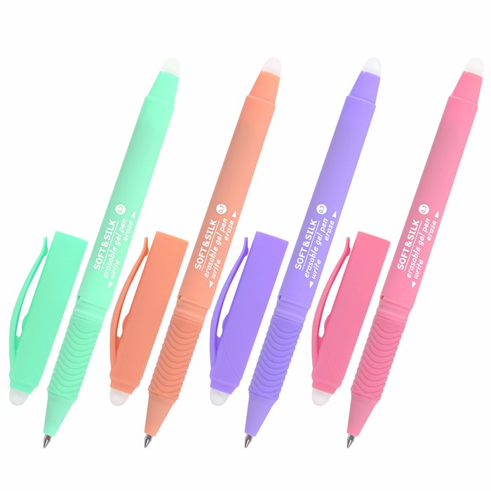 Ручка стираемая гелевая с грипом BRAUBERG SOFT&SILK PASTEL, СИНЯЯ, корпус ассорти, узел 0,7 мм, 143934 143934