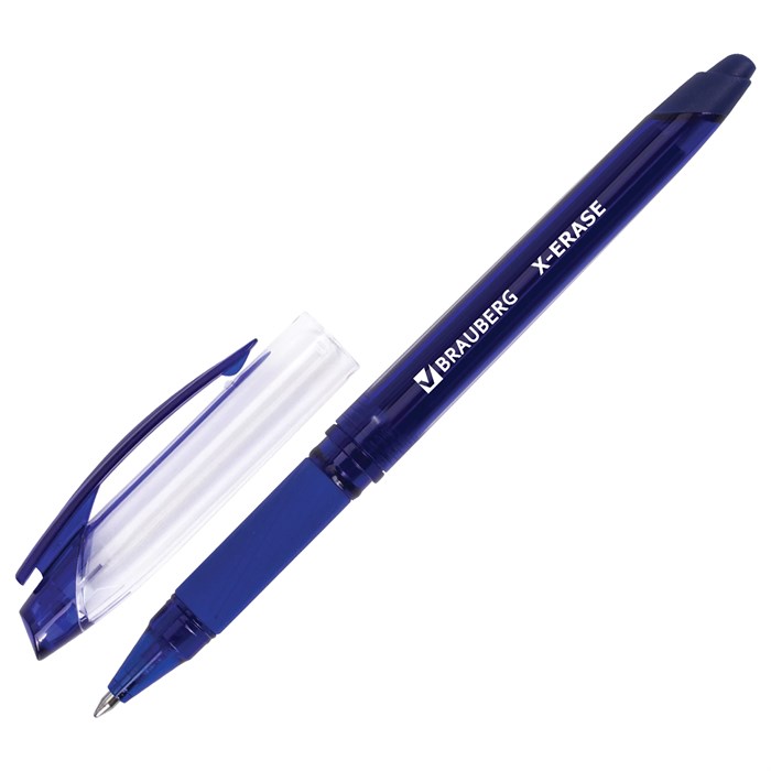 Ручка стираемая гелевая с грипом BRAUBERG X-ERASE, СИНЯЯ, корпус синий, узел 0,7 мм, линия письма 0,35 мм, 143333 143333