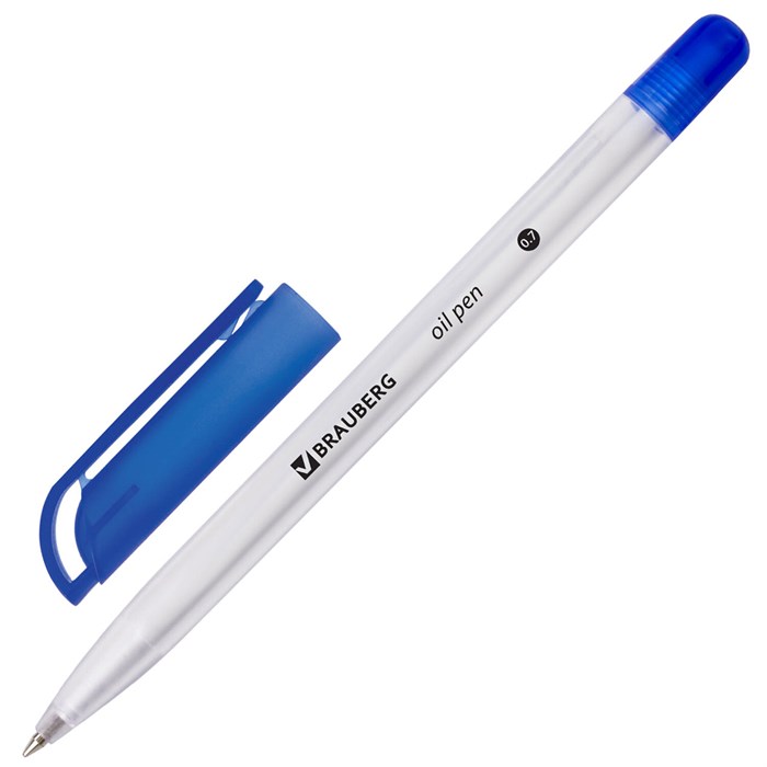 Ручка шариковая масляная BRAUBERG Olive Pen, СИНЯЯ, корпус прозрачный, 0,7 мм, линия 0,35 мм, 141476 141476
