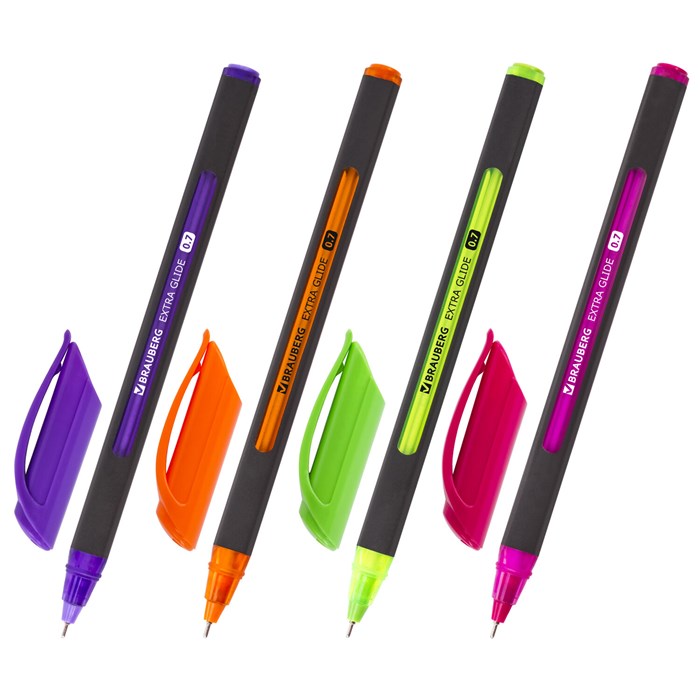 Ручка шариковая масляная BRAUBERG "Extra Glide Soft Color", СИНЯЯ, узел 0,7 мм, линия письма 0,35 мм, 142928 142928