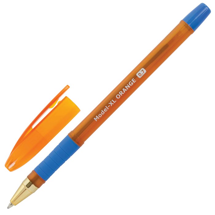 Ручка шариковая масляная с грипом BRAUBERG Model-XL ORANGE, СИНЯЯ, узел 0,7 мм, линия 0,35 мм, 143246 143246