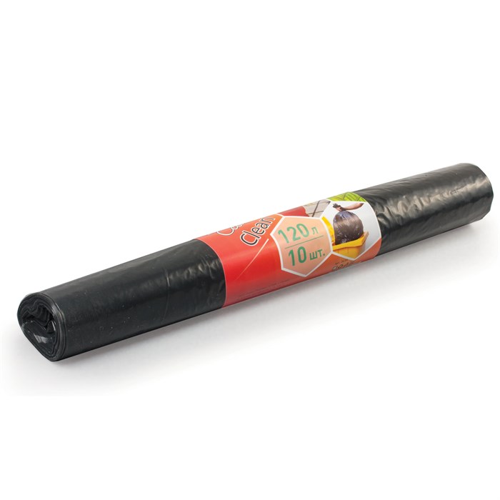Мeшки для мусoра 120 л, черные, в рулоне 10 шт., ПВД, 25 мкм, 68х102 см, ЭКОНОМ, КОНЦЕПЦИЯ БЫТА EcoClean 601754