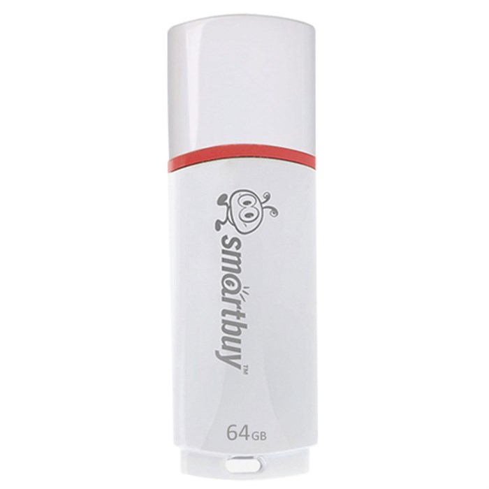Флеш-диск 64 GB, SMARTBUY Crown, USB 2.0, белый, SB64GBCRW-W 512779