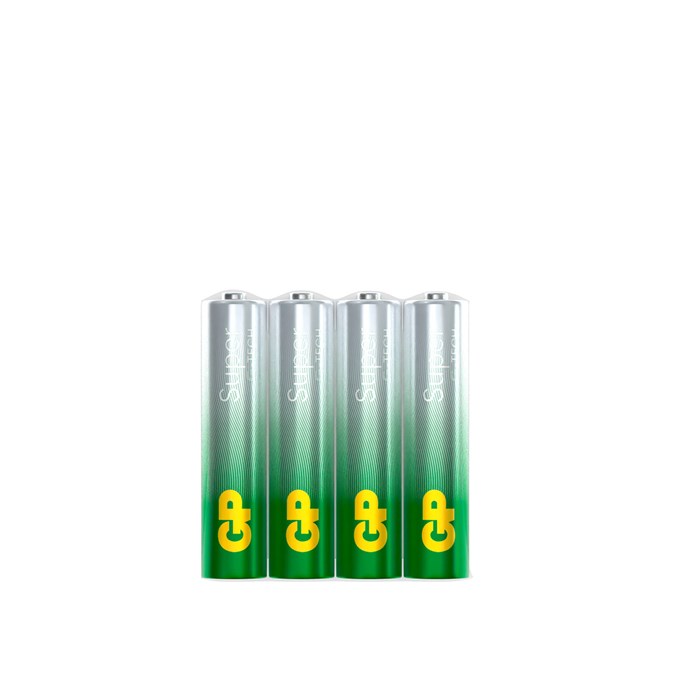 Батарейки КОМПЛЕКТ 4 шт., GP Super, AAA (LR03, 24А), алкалиновые, мизинчиковые, в пленке, 24ARS-2SB4 454089