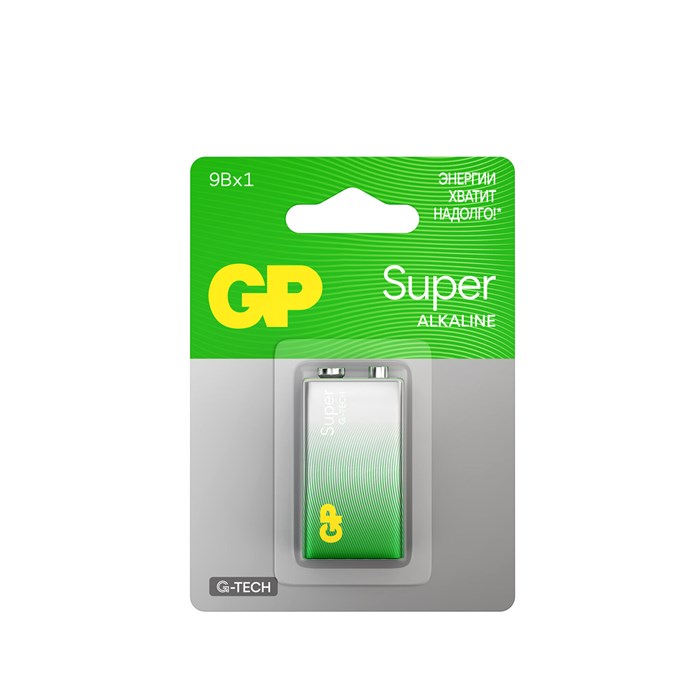 Батарейка GP Super, Крона (6LR61, 6LF22, 1604A), алкалиновая, 1 шт., в блистере, 1604A-5CR1 450625