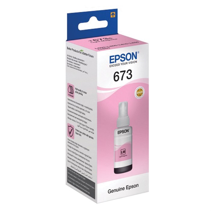 Чернила EPSON 673 (T6736) для СНПЧ Epson L800/L805/L810/L850/L1800, светло-пурпурные, ОРИГИНАЛЬНЫЕ, C13T67364A/698 361046