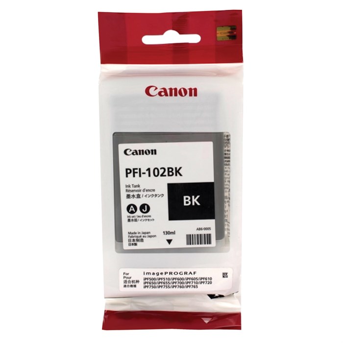 Картридж струйный CANON (PFI-102BK) iPF500/510/F600/605/610/650/655/700/710/720, черный, оригинальный, 130 мл, 0895B001 361553