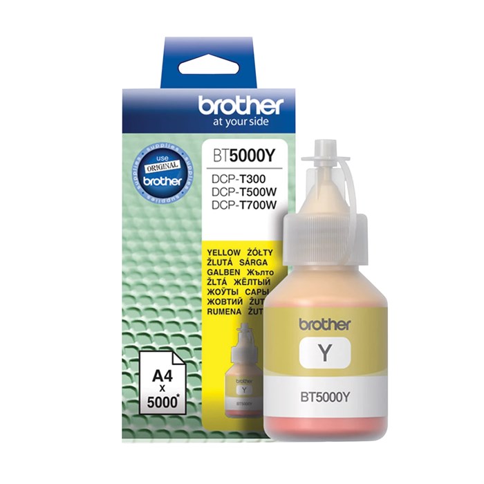 Чернила BROTHER (BT5000Y) для СНПЧ Brother DCP-T310/T510W\T710W, желтые, оригинальные, ресурс 5000 страниц 362234