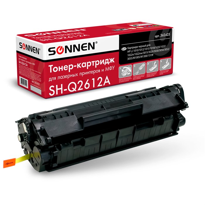 Картридж лазерный SONNEN (SH-Q2612A) для HP LaserJet 1018/3052/М1005, ВЫСШЕЕ КАЧЕСТВО, ресурс 2000 стр., 362425 362425