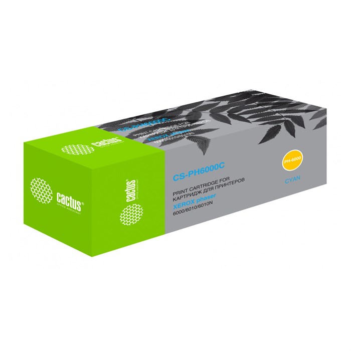 Картридж лазерный CACTUS (CS-PH6000C) для XEROX Phaser 6000/6010N, голубой, ресурс 1000 стр. 362584