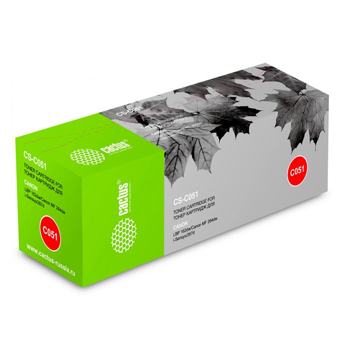 Тонер-картридж CACTUS (CS-C051) для Canon LBP 162dw/MF 264dw/267dw/269dw, черный, ресурс 1700 страниц 363371