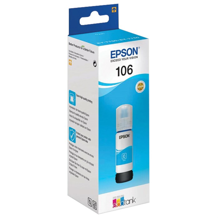 Чернила EPSON 106 (C13T00R240) для СНПЧ L7160/L7180, голубые, ОРИГИНАЛЬНЫЕ 363591