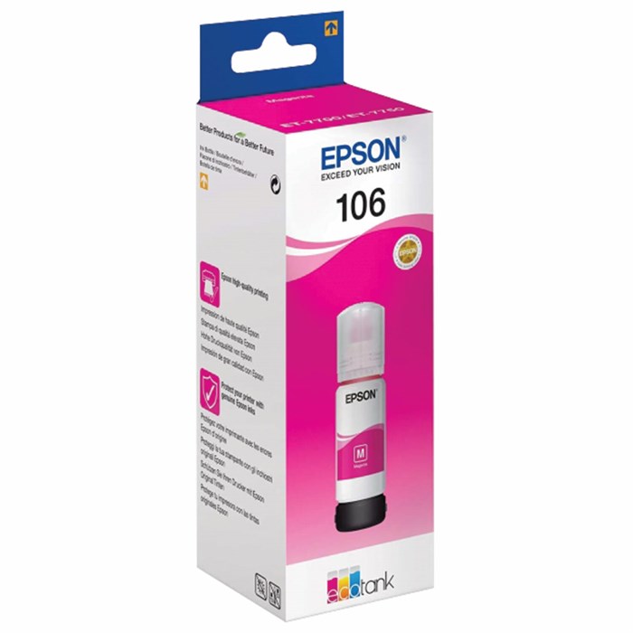 Чернила EPSON 106 (C13T00R340) для СНПЧ L7160/L7180, пурпурные, ОРИГИНАЛЬНЫЕ 363592