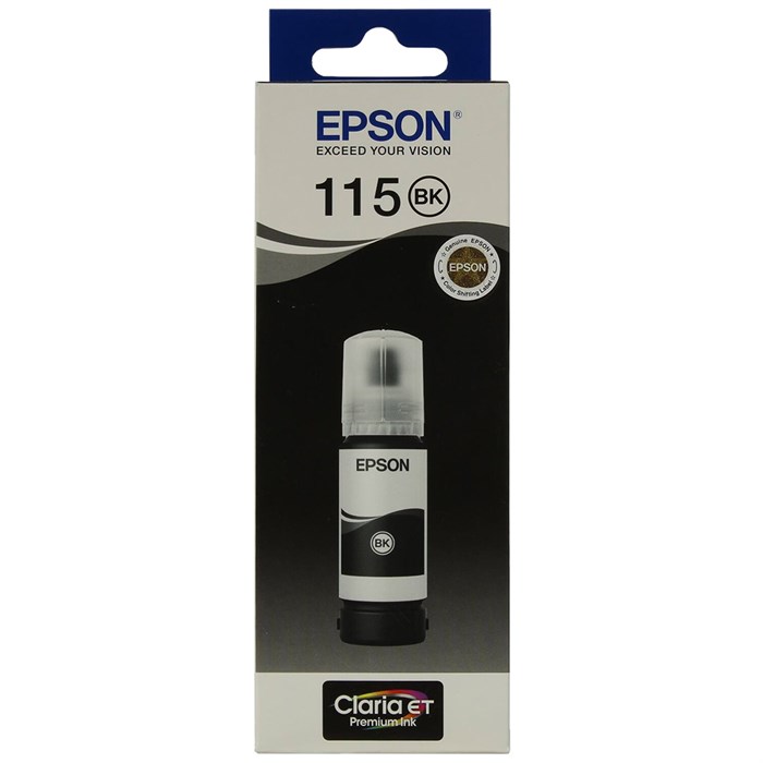 Чернила EPSON 115 (C13T07C14A) для СНПЧ L8160/L8180, черные пигментные, объем 70 мл, ОРИГИНАЛЬНЫЕ 364018