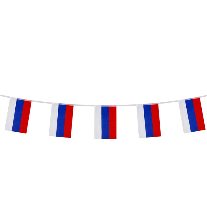 Гирлянда из флагов России, длина 5 м, 10 прямоугольных флажков 20х30 см, BRAUBERG/STAFF, 550185, RU25 550185