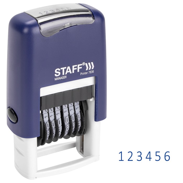 Нумератор 6-разрядный STAFF, оттиск 22х4 мм, "Printer 7836", 237434 237434