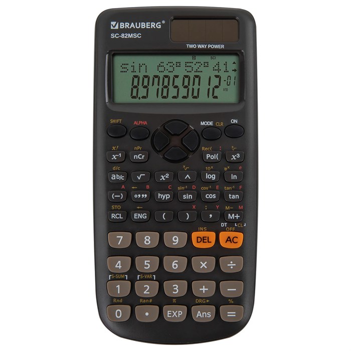 Калькулятор инженерный BRAUBERG SC-82MSС (165х84 мм), 240 функций, 10+2 разрядов, двойное питание, 271722 271722