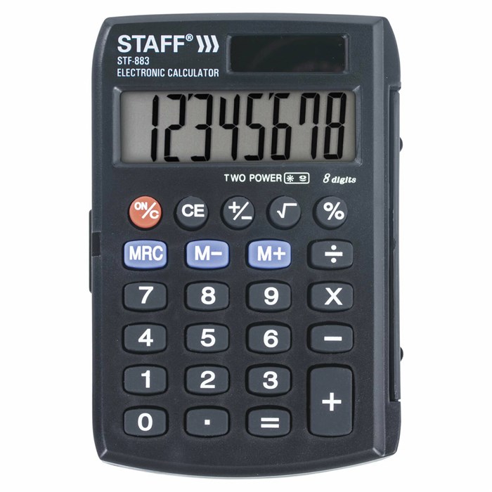 Калькулятор карманный STAFF STF-883 (95х62 мм), 8 разрядов, двойное питание, 250196 250196