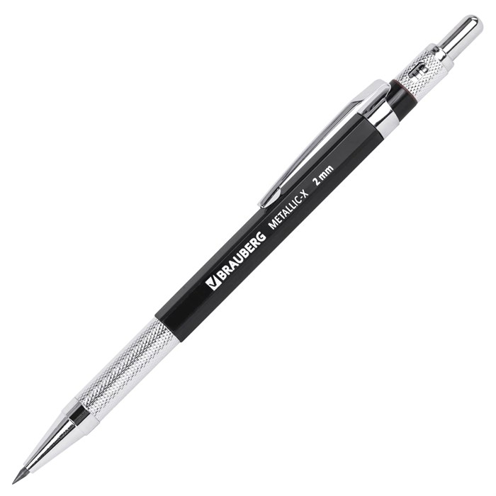 Карандаш механический цанговый 2 мм, HB, BRAUBERG "METALLIC X-20", металлические детали, 181976 181976