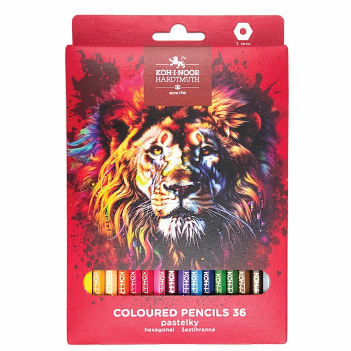Карандаши цветные KOH-I-NOOR "RED LION" 36 цветов, шестигранные, 2,8 мм, натуральное дерево, 3555/36, 3555036063KS 182083