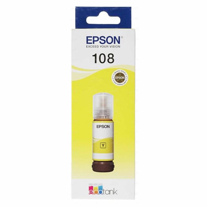 Чернила EPSON 108 (C13T09C44A) для СНПЧ EPSON L8050 /L8100 /L18050, желтые, ОРИГИНАЛЬНЫЕ 364534