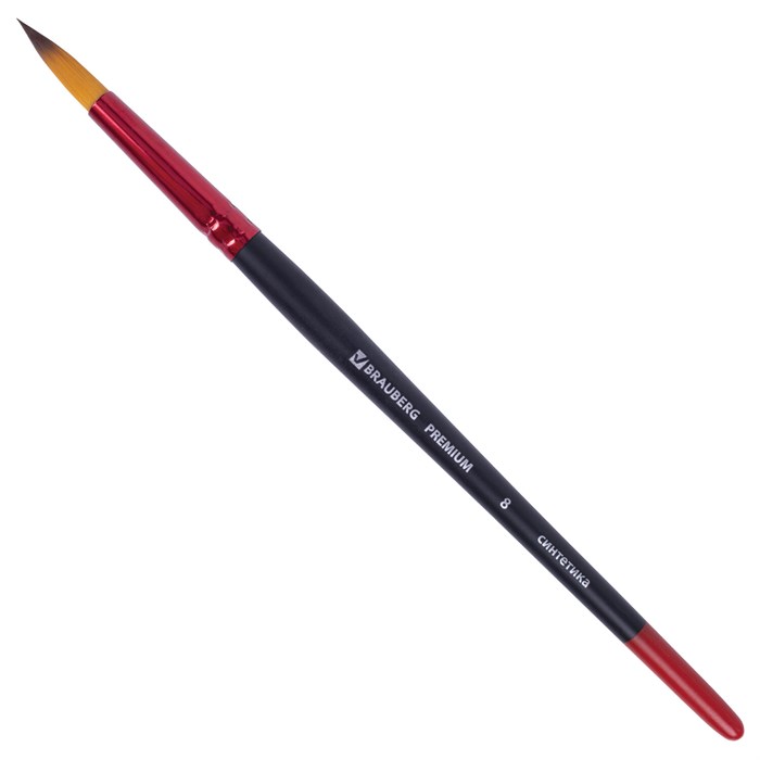 Кисть синтетика, круглая № 8, BRAUBERG PREMIUM, 201007 201007